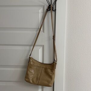 margot Olive-Tan Textured Crossbody Bag